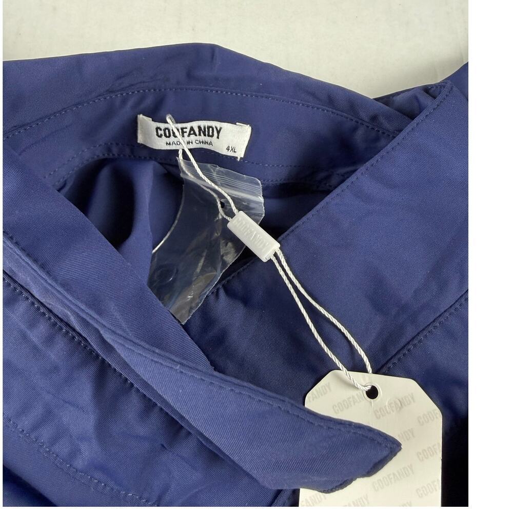 COOFANDY Men's 4XL Blue Navy Stretch Dress Shirt NWT - Picture 5 of 7